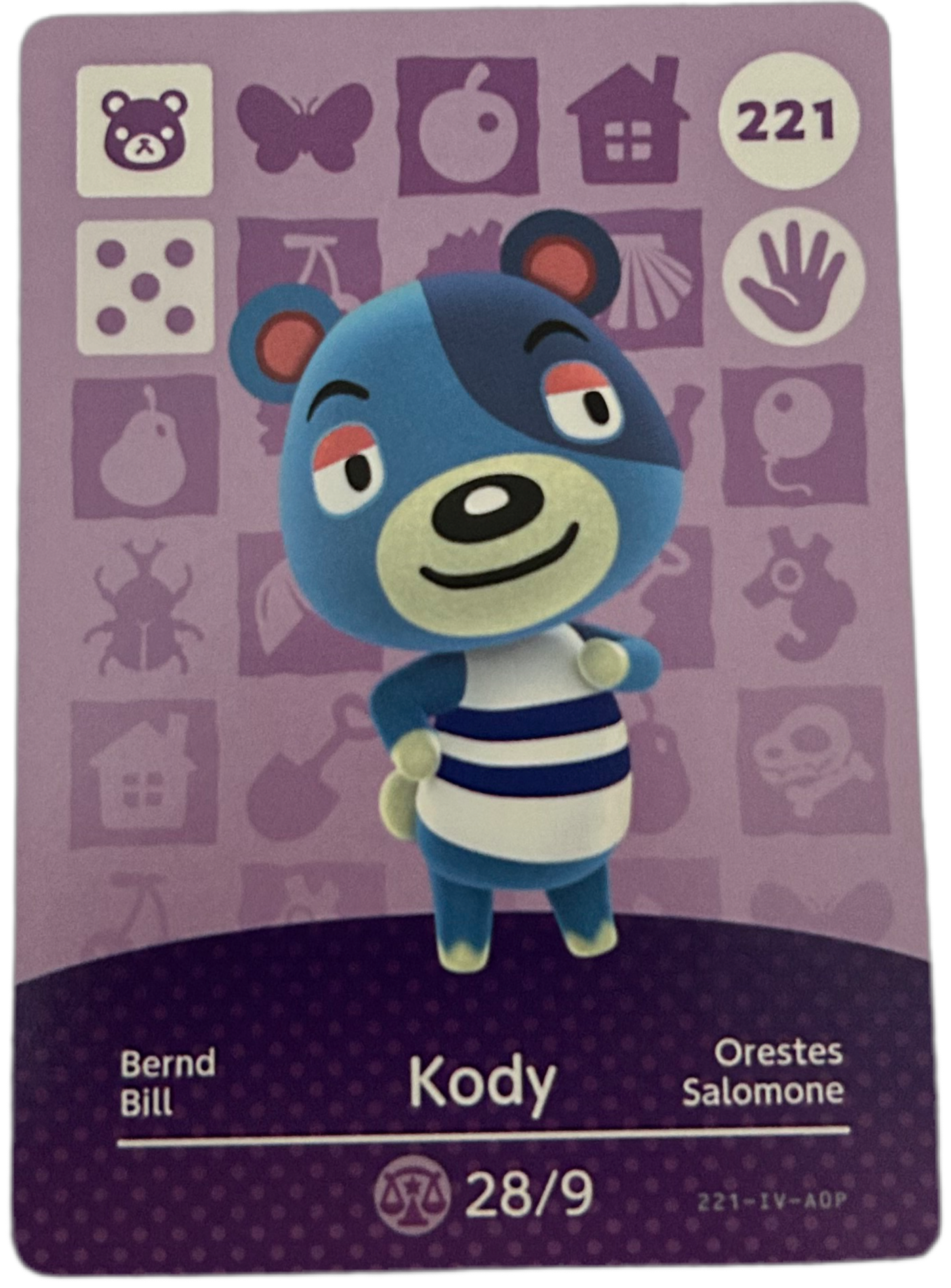 Kody 221 Series 3 Animal Crossing Amiibo Card