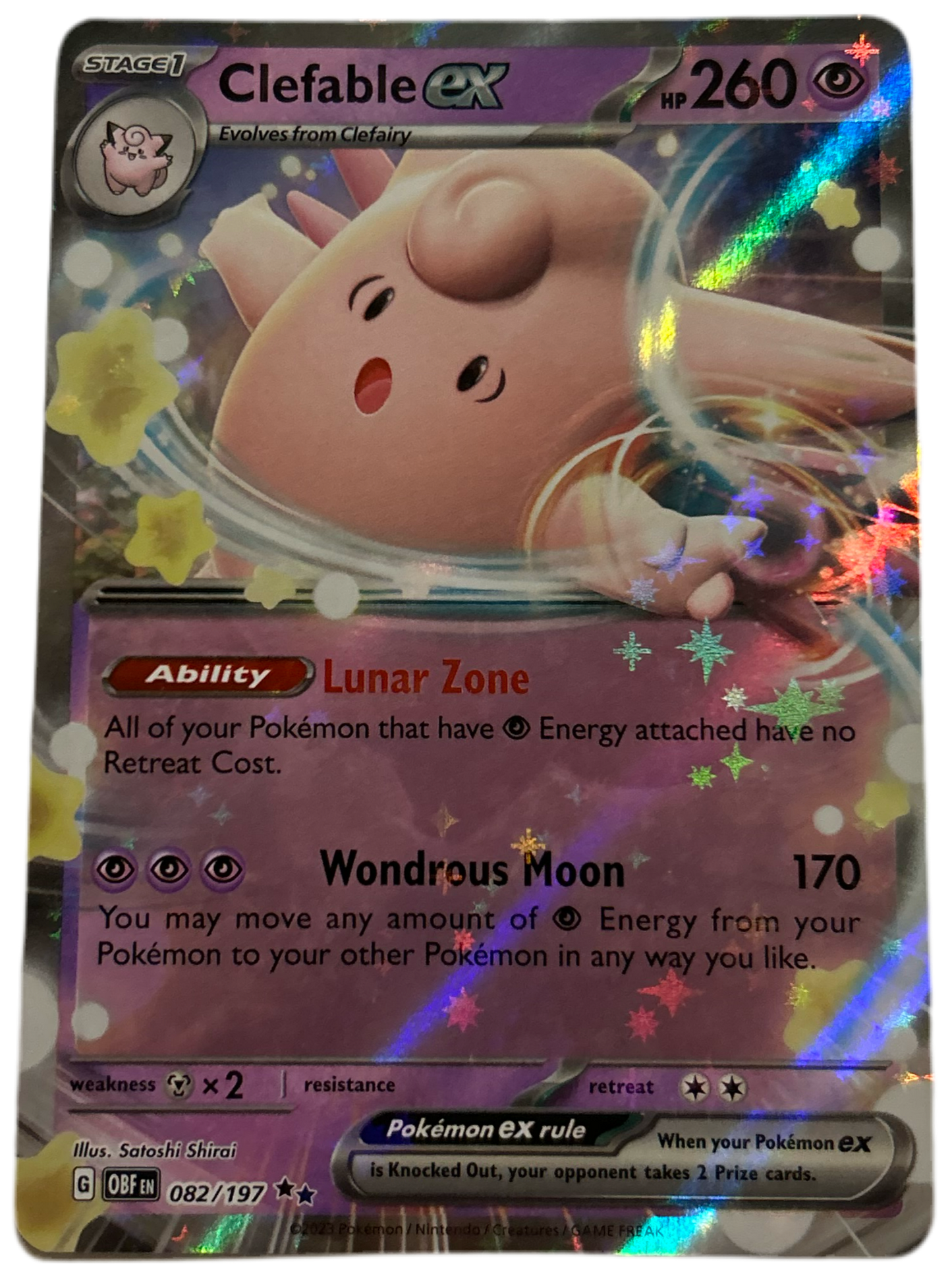 Clefable Ex #82 Obsidian Flames