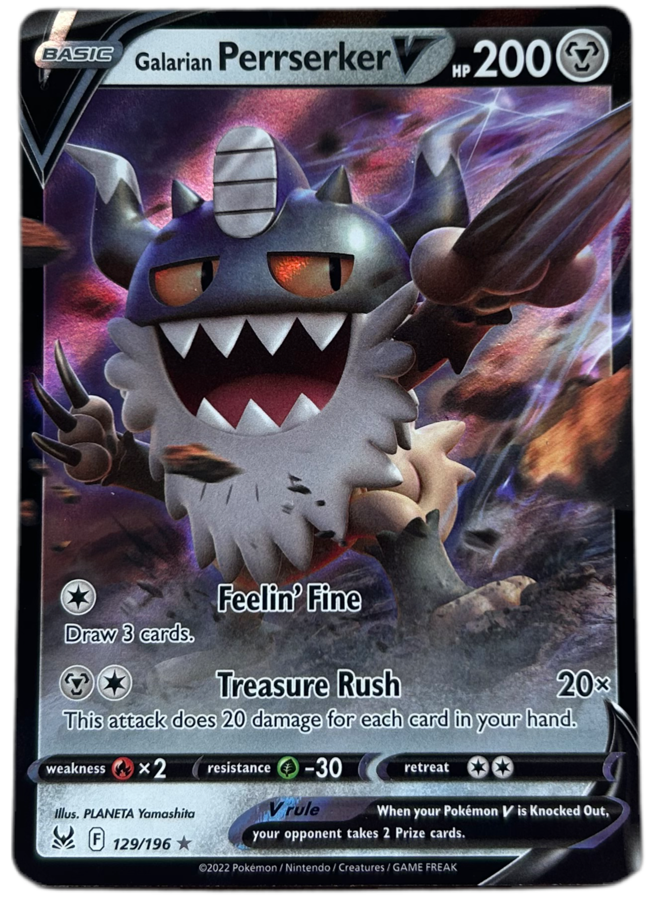 Galarian Perrserker V #129 Lost Origin