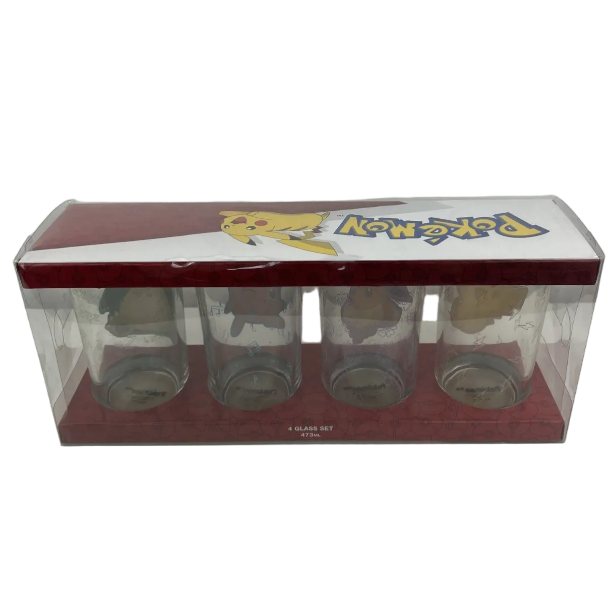 Pokémon Pattern Glass 4 Pack Rare Glasses Set (375ml Each) Brand New