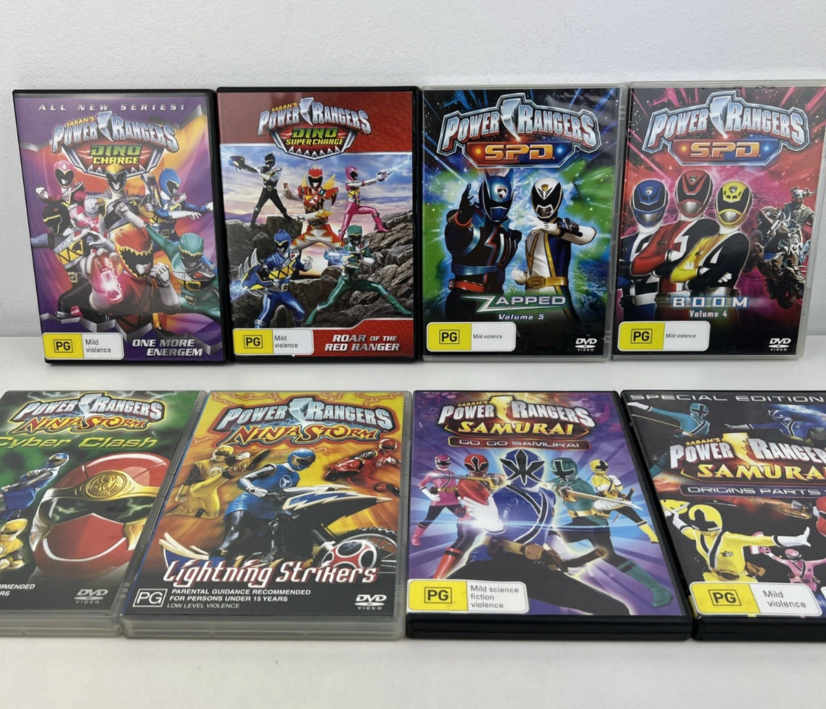 8 Power Rangers DVD Bundle Dino Charge Ninja Storm SPD Samurai Region 4
