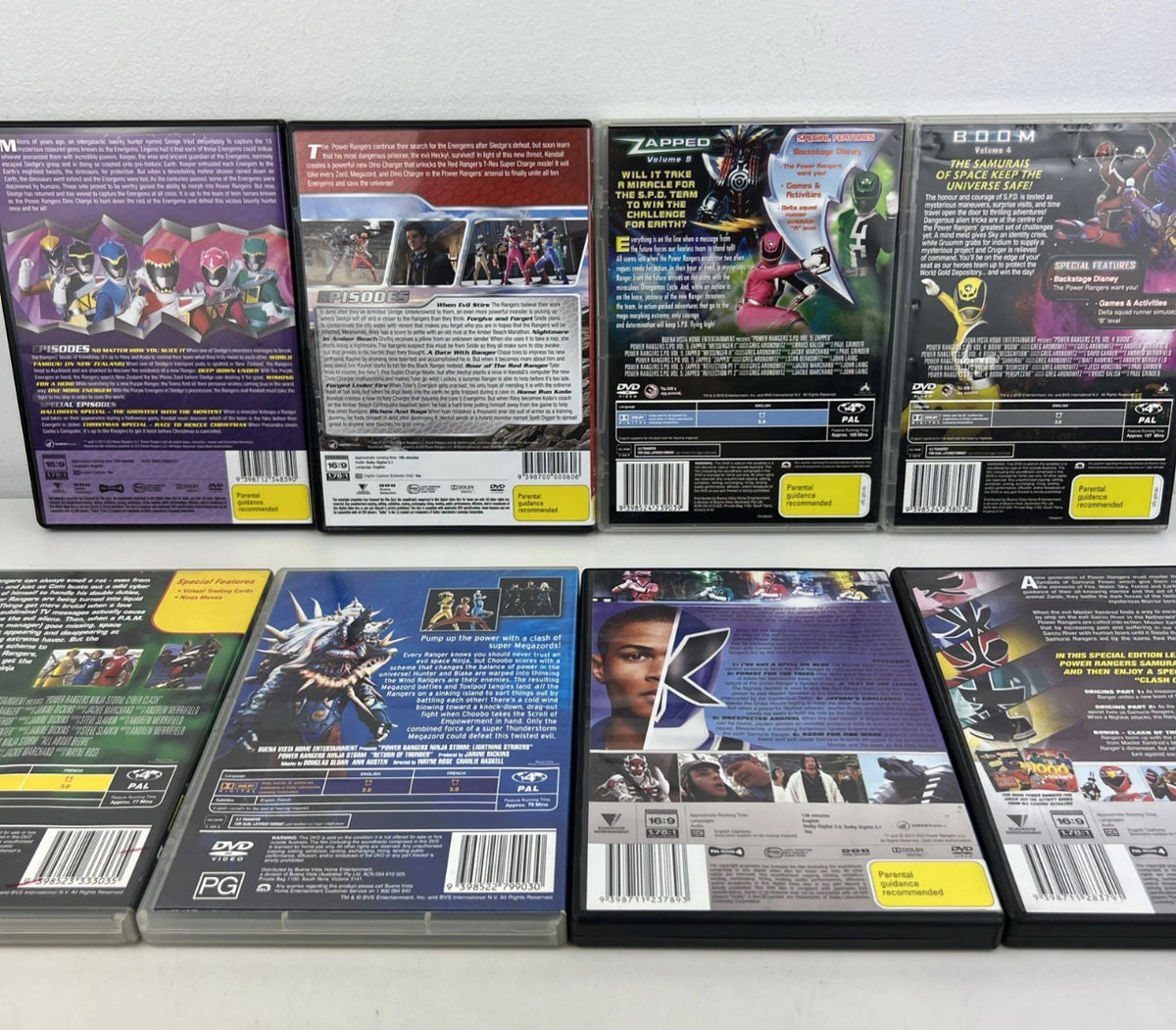 8 Power Rangers DVD Bundle Dino Charge Ninja Storm SPD Samurai Region 4