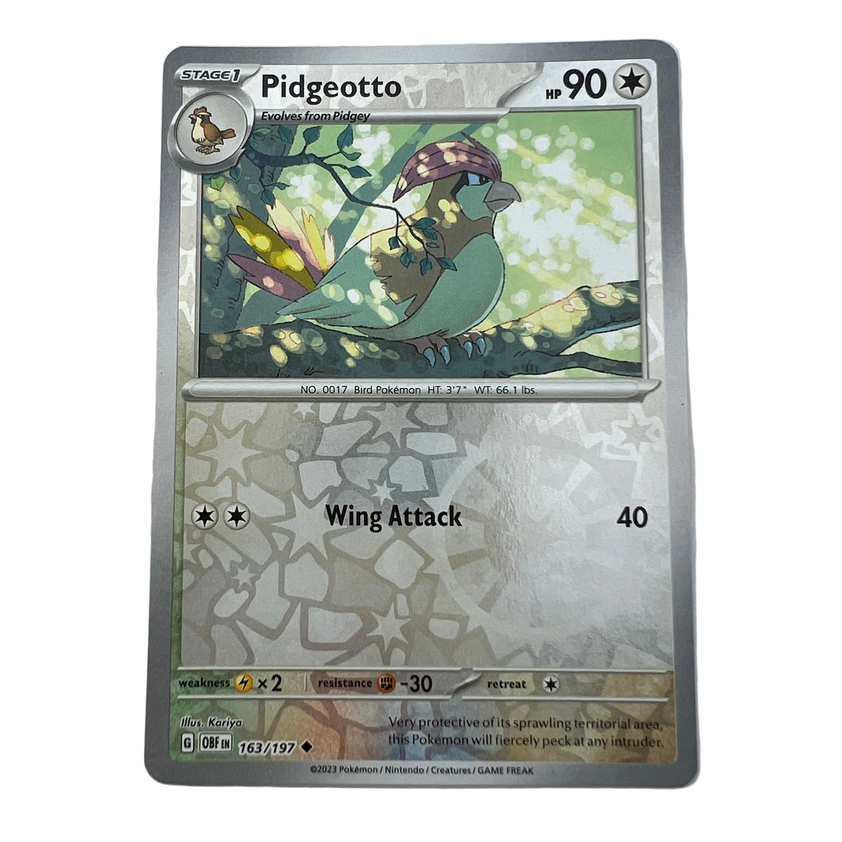 Pidgeotto [Reverse Holo] #163 Obsidian Flames