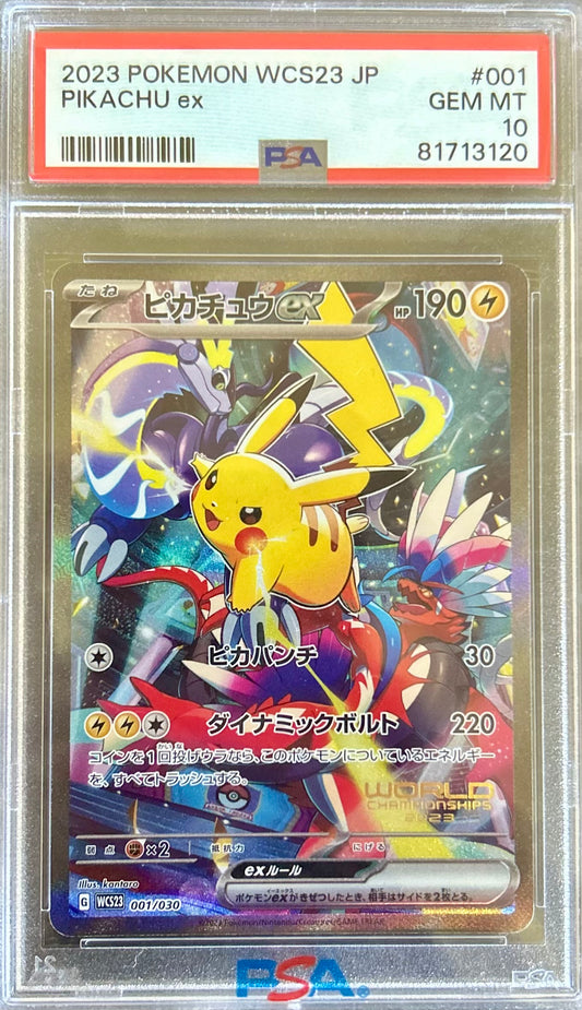 PSA 10 Pikachu ex 001 Japanese Pokemon World Championships Yokohama Promo 2023