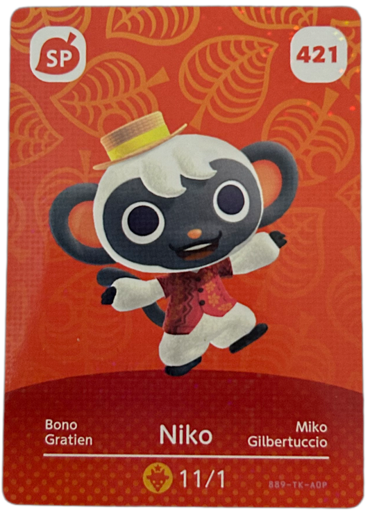 Niko Monkey 421 Animal Crossing Amiibo Card