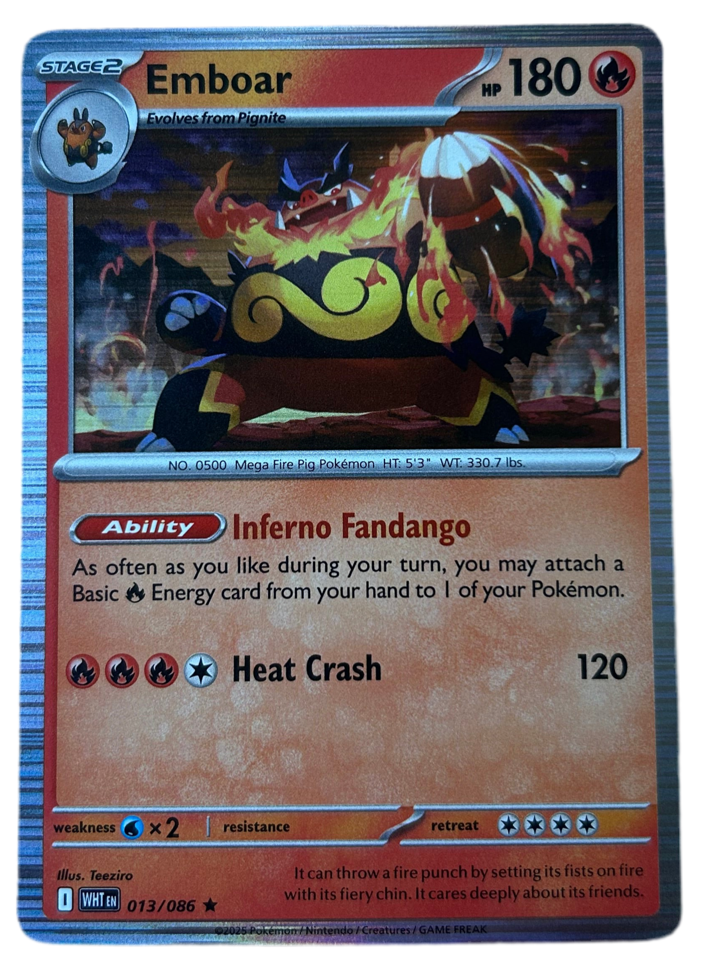 Emboar #13 Holo White Flare