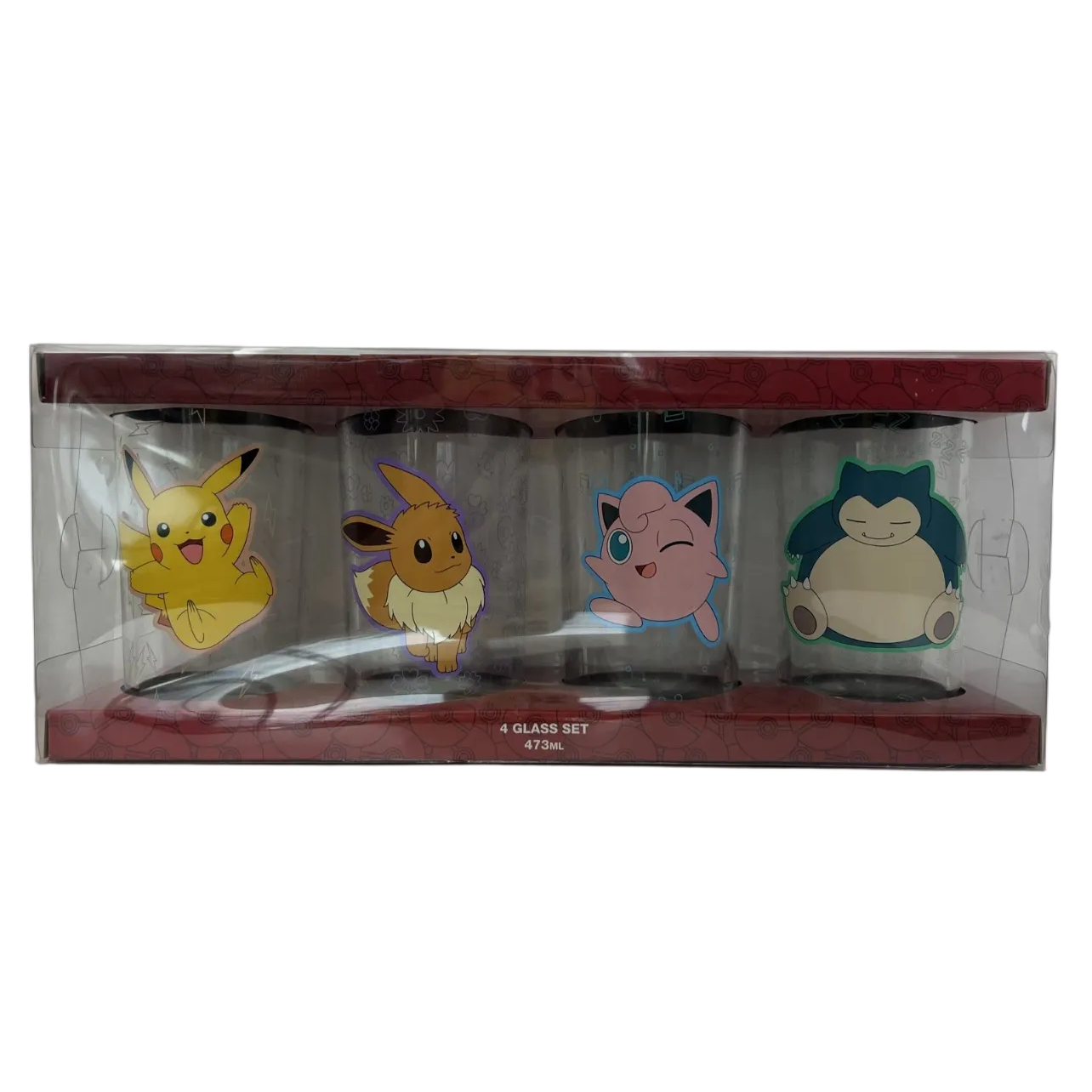 Pokémon Pattern Glass 4 Pack Rare Glasses Set (375ml Each) Brand New