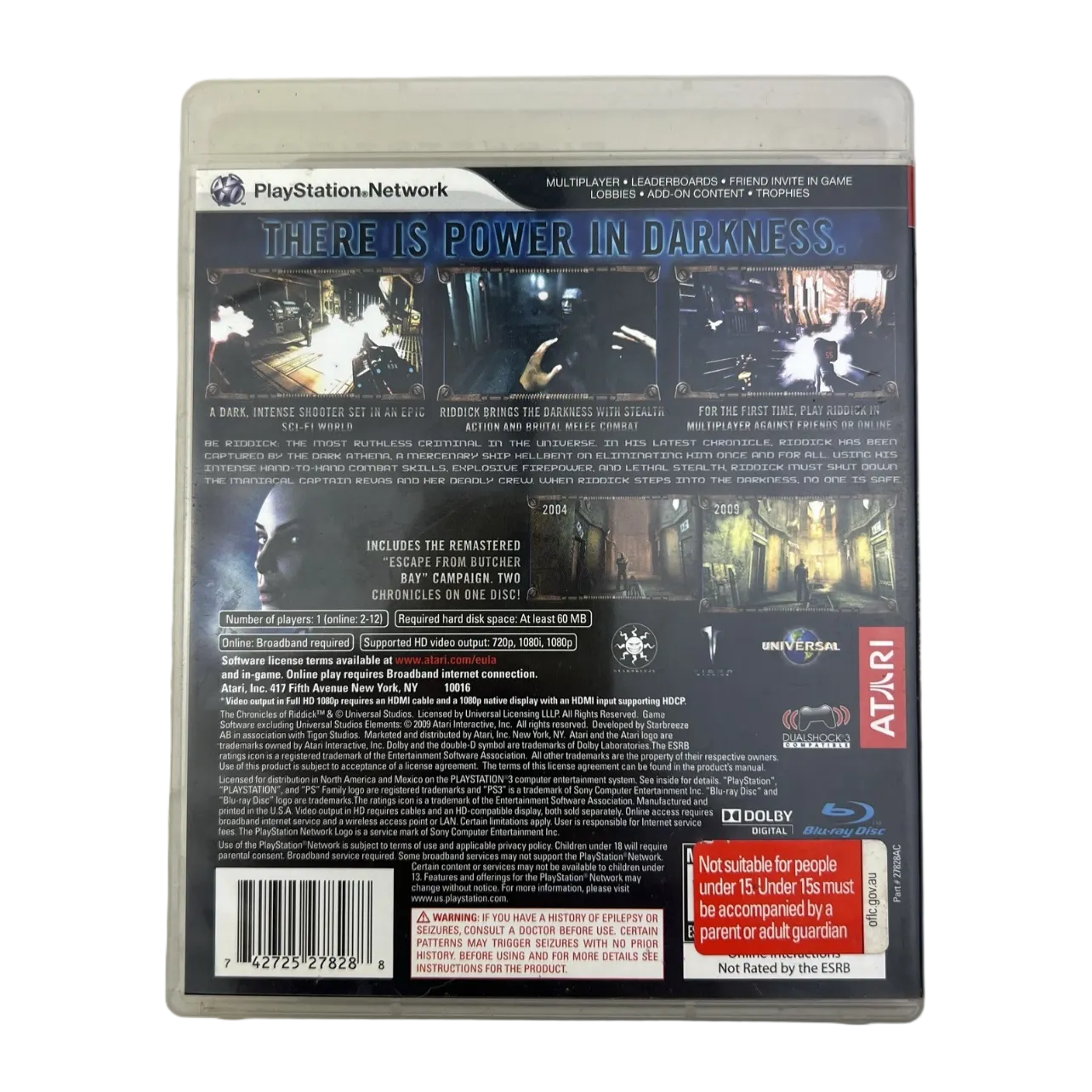 The Chronicles of Riddick Assault on Dark Athena PS3 Game Region 2 Action