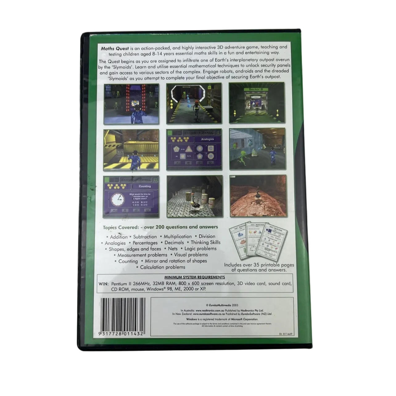 Kids Math Quest CD-ROM Age 8–14 Educational Windows Learning Game